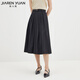 佳人苑半身裙女2025年秋季新款后腰陰影拉鏈開(kāi)合波點(diǎn)提花設計壓褶裙身 幻影黑 M