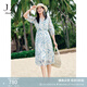 玖姿·安娜蔻【海鹽之夏】度假風印花雪紡收腰連衣裙2025夏季新款 花淺藍 M
