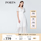 PORTS寶姿商場同款 春夏新品女裝優(yōu)雅復(fù)古V領(lǐng)中長款連衣裙 米白 M (6)