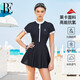 范德安（BALNEAIRE）高端連體裙式女士泳衣防曬海邊度假抗氯顯瘦塑身時尚 經(jīng)典黑 XL