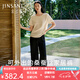 金三塔真絲褲子桑蠶絲提花敦煌聯(lián)名女春夏新款寬松可外穿家居褲直筒褲 墨色格影 XL