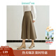 茵曼（INMAN）復古百褶馬面半身裙2024春秋女裝新款小個(gè)子高腰A字顯瘦長(cháng)裙子 深卡其 S