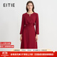愛(ài)特愛(ài)（EITIE）精致紅玫瑰氣質(zhì)收腰長(cháng)袖連衣裙2025秋季新款紅色A字裙C2507834 龐貝紅61 L (165)