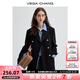 VEGA CHANG毛呢外套女2025秋冬新款復古簡(jiǎn)約翻領(lǐng)雙排扣西裝 瑪瑙黑 S
