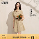 森馬連衣裙女收腰襯衫裙復(fù)古休閑夏季美拉德純色短裙101324114030