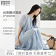 對(duì)白萊賽爾醋酸法式度假鏤空連衣裙女2025夏新款泡泡袖減齡A字裙 淺藍(lán)色 M