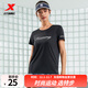 特步（XTEP）運動(dòng)t恤衫女夏季新款吸汗跑步短袖透氣舒適半袖上衣 正黑色 L