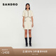 SANDRO經(jīng)典款女裝法式甜美木耳邊粗花呢白色連衣裙SFPRO03308 淡褐色 XS