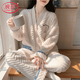 浪莎珊瑚絨睡衣女秋冬季厚款加絨保暖提花絨甜美法蘭絨套裝外穿家居服 6830套裝 XL 115-135斤