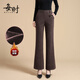 每時(shí)羊毛呢喇叭褲春秋新款加絨加厚休閑褲女人字紋褲子女7828咖5XL