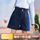 ASK JUNIOR女童褲子夏寬松透氣牛仔短褲休閑運動(dòng)跑步中大童褲子 藍色  140 