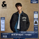 杰克·瓊斯（JACK&JONES）25年男裝秋冬翻領字母時尚短款輕薄鴨絨羽絨服男襯衫夾克保暖外套 E41黑色 M 175