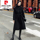 皮爾卡丹（pierre cardin）黑色雙面羊絨大衣女中長(zhǎng)款2025年新款秋冬季羊毛高端毛呢外套 鋼琴黑 L 150-175斤