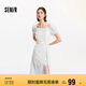 森馬（Semir）連衣裙女泡泡袖少女感夏法式方領扭結開叉雪紡碎花裙107324114050