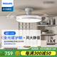 飛利浦（PHILIPS）風扇燈led吊扇燈隱形扇現(xiàn)代簡約變頻餐廳臥室客廳遙控高顯色靜音 【全光譜】42寸悅靈直流風扇28W+燈具36W