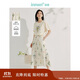 茵曼（INMAN）夏季植物碎花印花女裝全棉半身裙緊腰a字傘裙子 杏色-半身裙 XL