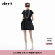 DZZIT地素連衣裙2024秋季新款新中式提花工藝短袖裙子女 黑色 M