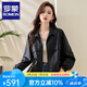 羅蒙（ROMON）外套女歐貨洋氣翻領(lǐng)皮衣短春裝2025年新款輕奢高級感時(shí)尚夾克上衣 黑色  M  【建議110斤以內(nèi)】