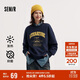 森馬（Semir）[商場(chǎng)同款]女oversize發(fā)熱抗菌2024冬季繡花抓絨上衣101724116004