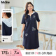 MsShe【蕾絲連帽刺繡連衣裙】大碼女裝2025夏裝胖mm寬松中長(zhǎng)裙子 藏青藍(lán)色現(xiàn)貨 2XL