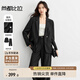 尚都比拉新款氣質(zhì)西裝套裝女春裝外套顯瘦直筒褲職業(yè)裝兩件套 黑色 M