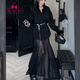 蜜樂(lè )奇2025春秋季復古辣妹黑色套裝女新款寬松襯衫網(wǎng)紗拼接長(cháng)裙兩件套女 黑色上衣+裙子 (包含腰帶) L (建議110-120斤)