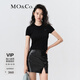 MO&Co.春夏秋蛋白皮愛心章仔正肩短袖圓領(lǐng)T恤上衣 白色黑色摩安珂 黑色-第2批 L 170