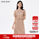 BUOUBUOU金牡丹2025春夏新品優(yōu)雅高腰假兩件浮雕蕾絲刺繡連衣裙女 淺咖C75 2XL