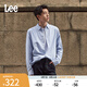 Lee標準版簡約翻領小Logo男長袖襯衫休閑潮流LMT009028T12 藍色 XL