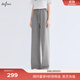 伊芙麗（eifini）【早八神褲】蔣欣代言品質(zhì)顯瘦拖地長(cháng)褲2025春季新款褲子小個(gè)版 淺灰 小個(gè)子版 M 105-115斤