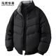 馬克華菲羽絨服男士冬季新款立領(lǐng)插肩袖商務(wù)男裝保暖厚款外套男 黑色 L