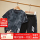 ASK JUNIOR男童套裝2024夏薄款短袖t恤兒童短褲跑步快干兩件套 灰色 160 