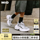 MIO[張予曦同款]米奧微翹圓頭復(fù)古做舊高跟老爹鞋厚底男女休閑鞋 銀/灰色 35