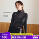 Olrain歐芮兒2025新款女裝冬季顯瘦V字形微透保暖高領(lǐng)毛針織打底衫上衣 灰色 均碼