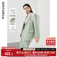 尚都比拉春裝氣質(zhì)通勤職業(yè)裝西裝三件套直筒長(cháng)褲高級感西服套裝 霜綠 XL