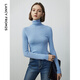 朗姿騏驥紅【羊毛Basic衣櫥】純羊毛毛針織衫冬季新款修身長(cháng)袖毛衣 天藍色2 M