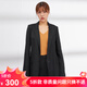 哥弟真的好（GIRDEAR）女裝通勤翻領(lǐng)亞麻單排扣長(zhǎng)袖西裝西服女8400041 黑 S (2碼)