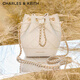 CHARLES&KEITH絎縫菱格鏈條水桶包雙肩包包女包女友生日禮物CK2-10701506 Beige米色 M