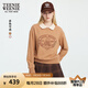 Teenie Weenie小熊女裝衛(wèi)衣2025年秋季新款氣質(zhì)學(xué)院風(fēng)翻領(lǐng)長袖上衣 淺卡其色 S
