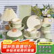 康陌（KANGMO）碗盤餐具家用輕奢奶油風(fēng)陶瓷碗盤餐具整套 奶黃奶綠4人食18頭湯碗