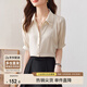 尚都比拉高級(jí)氣質(zhì)通勤襯衫女夏季青年時(shí)尚設(shè)計(jì)感方領(lǐng)五分袖襯衣 杏色 L
