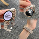 watchbond適用華為手表watch gt5表帶Watch5女款41/42mm不規則鑲鉆gt5pro金屬表帶gt4女生18mm夏天gt3透氣 【升級易拆款】不規則表帶鑲鉆-星光色+香檳金接頭 GT