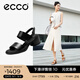 愛步（ECCO）女士涼鞋 夏季一字帶粗跟涼鞋時(shí)尚舒適 雕塑222763 黑色22276301001 （牛皮革） 35 (220mm)