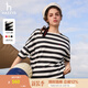 哈吉斯（HAZZYS）女裝 夏款女士寬松條紋休閑T恤衫女ASTSE0BBX27 黑色BK XL (170/92A 42)