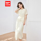 IEF/愛依服時尚套裝2025夏季新款法式溫婉淑女氣質(zhì)通勤風(fēng)上下套裙 杏 XL