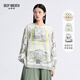 深呼吸DEEP BREATH女裝圓領(lǐng)寬松長袖時尚印花桑蠶絲上衣A301590 白 XL (5)