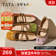 他她（TATA）女鞋2025年秋冬新款淺口單鞋蝴蝶結瑪麗珍芭蕾羊皮鞋子YRT03CQ5 綠/棕 37