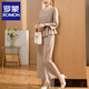 羅蒙（ROMON）媽媽裝秋裝時(shí)尚洋氣套裝2025新款休閑長(cháng)袖闊腳褲兩件套中老年女裝 卡其套裝 2XL (105-115斤)