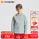 moodytiger兒童衛(wèi)衣保暖彈力秋季中大童個性連帽男童衛(wèi)衣防風休閑女童運動衣 淺花灰 170 cm