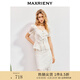 MAXRIENY波嬉風鏤空蕾絲方領上衣女高級氣質感修身顯瘦25夏季女裝 本白 M